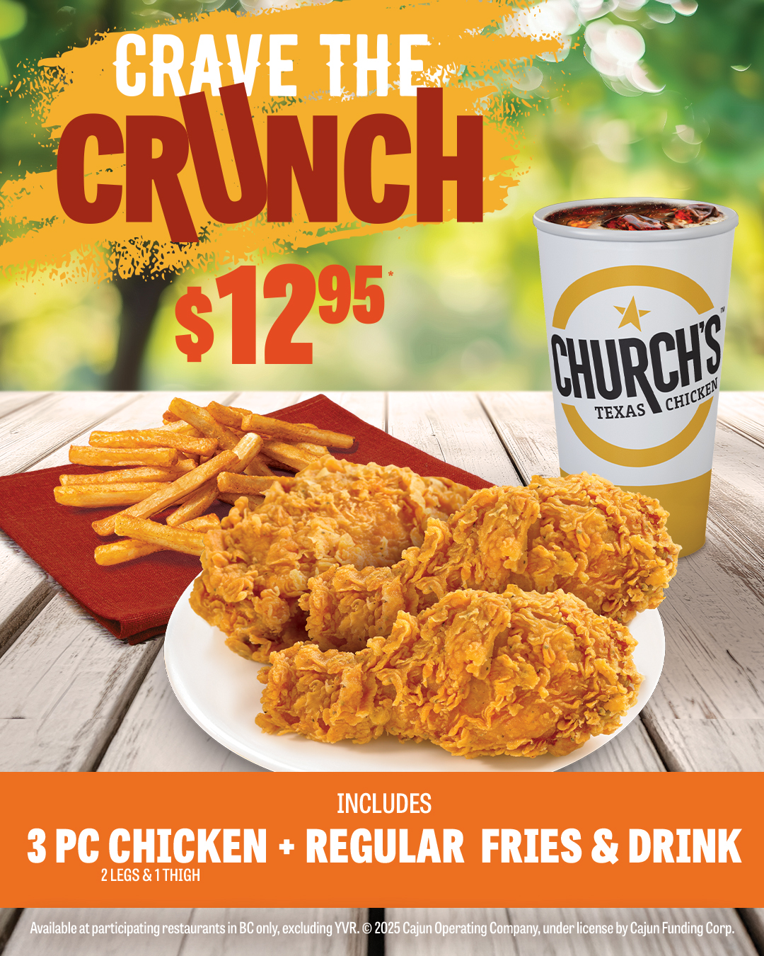 3pc Chicken + Regular Fries & Drink