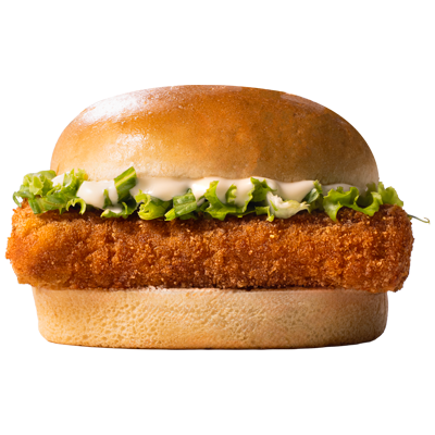 Church's Texas Chicken Fish Sandwich with fish fillet, lettuce, and mayonnaise.