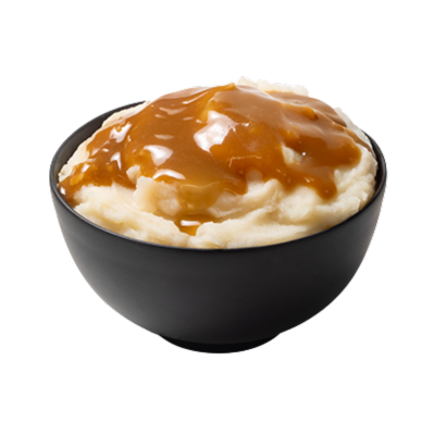 Creamy Church's Texas Chicken Mashed Potatoes generously topped with rich, savory gravy, a comforting classic.