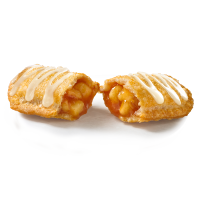  Church's Texas Chicken Frosted Apple Pie with a flaky crust, revealing sweet apple filling inside.