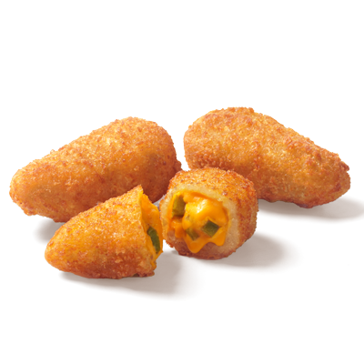 Crispy Church's Texas Chicken Jalapeno Bombers​, filled with gooey cheese and real jalapeno pieces for a spicy kick.